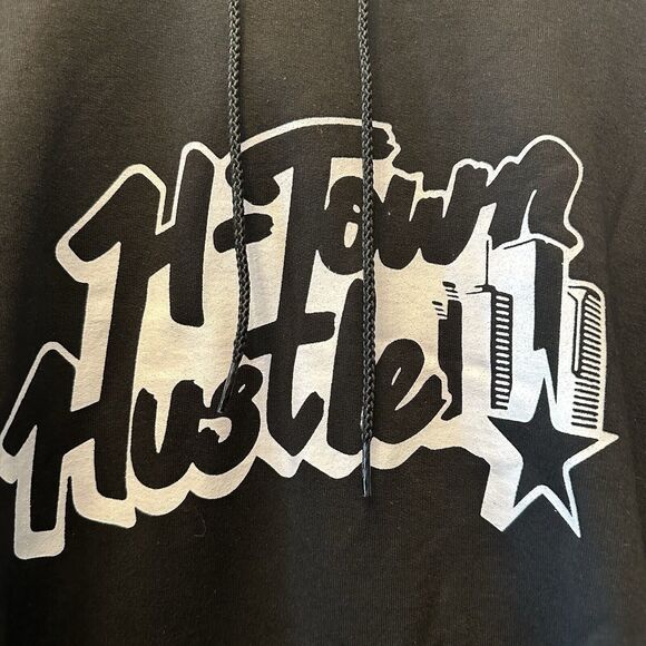 Plus Size 2XL Men's Champion H-Town Hoodie Black Very Good Condition - Picture 3 of 6